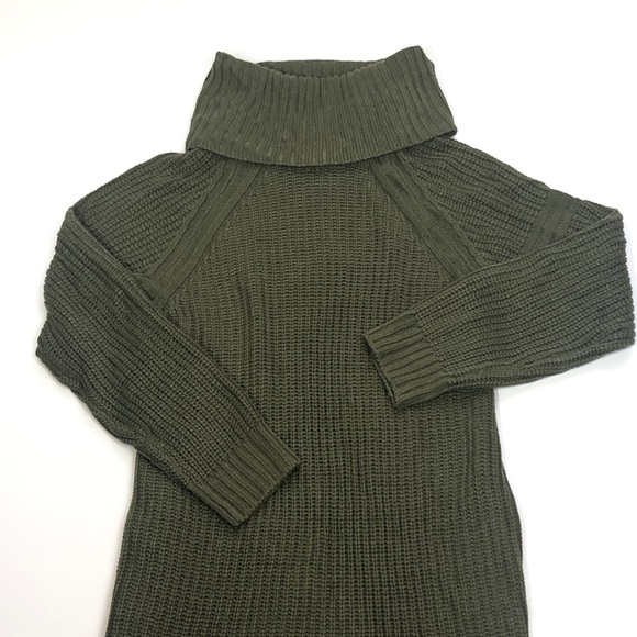 Dark Green Sweater Dress W/ Cowl Neck Size Large - Picture 4 of 8